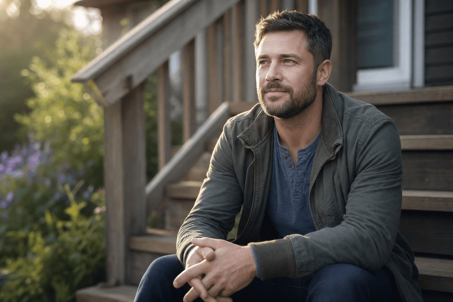 A person living with PTSD, calm and grounded